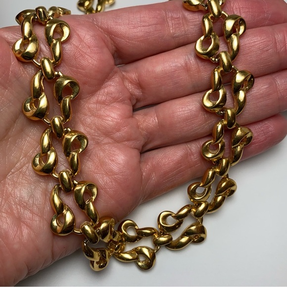 Vintage D'Orlan Signed Shiny Gold Tone Chunky Interwoven Chain Link 18